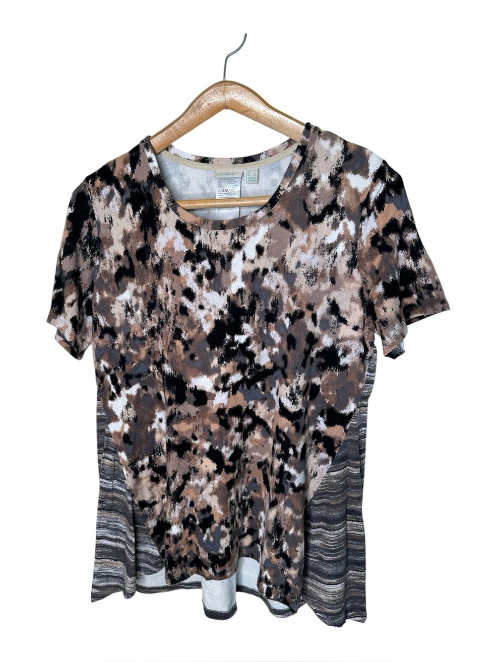 LOGO Lori Goldstein French Terry Swing Tunic Size Large Mixed Animal Print